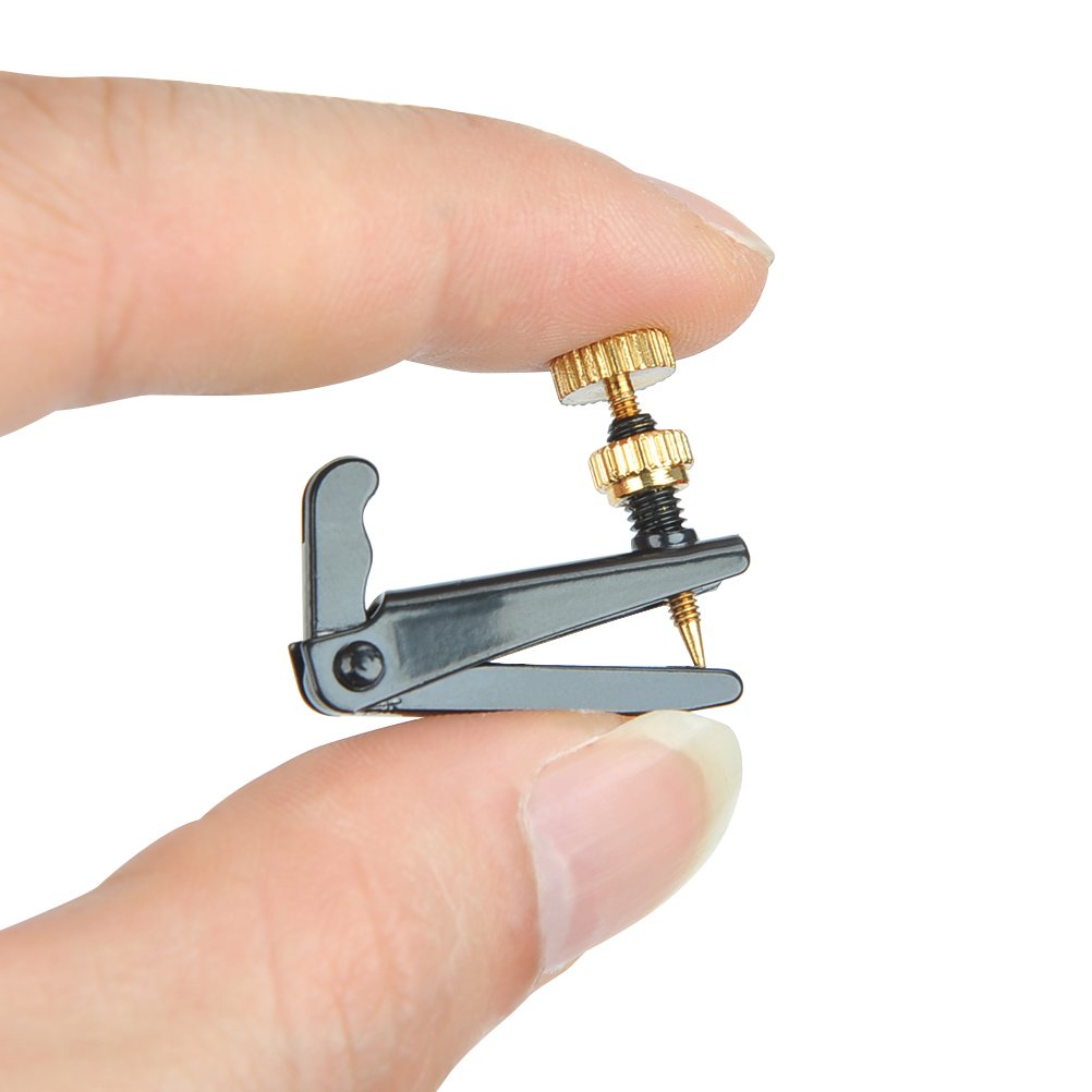 TIMESETL 4Pack Violin Fine Tuners, Nickel Plated Anti-Rust Adjusters for 4/4-3/4 Violins, Black + Gold, Acoustic/Electric Violin